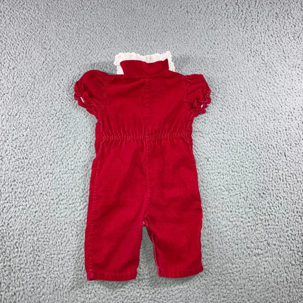 Vintage Corduroy Romper Baby Girls‎ 0-3 MONTH Lace Collar Nursery Rhyme 80s
